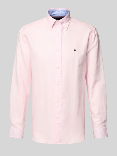 Tommy Hilfiger Regular Fit Freizeithemd aus Baumwoll-Leinen-Mix Rosa 2