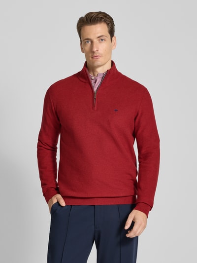 Fynch-Hatton Strickpullover mit Troyer-Kragen Dunkelrot 4