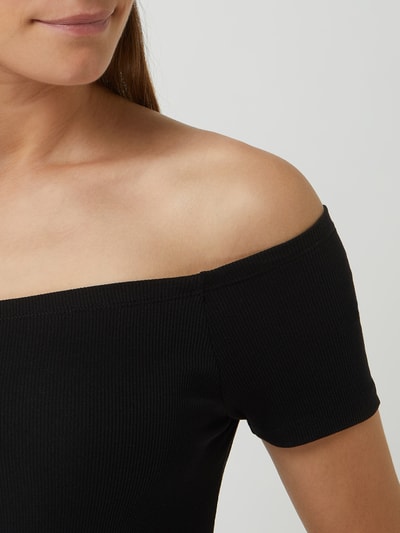 URBAN CLASSICS Off-Shoulder-Shirt mit Rippenstruktur  Black 3
