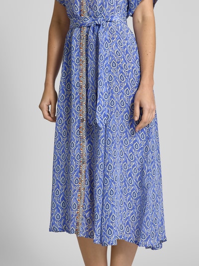 LOLLYS LAUNDRY Hemdblusenkleid aus Viskose mit Bindegürtel Modell 'Blake' Royal 3