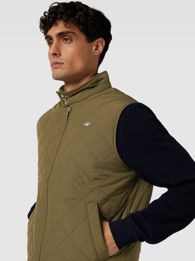 Gant Bodywarmer met strookzakken, model 'WINDCHEATER' Olijfgroen - 3