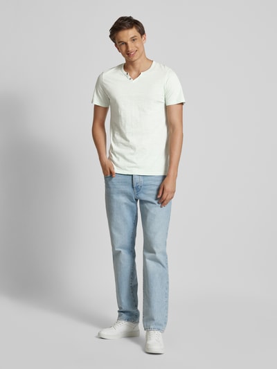 Jack & Jones T-shirt met V-hals, model 'SPLIT' Lichtblauw - 1