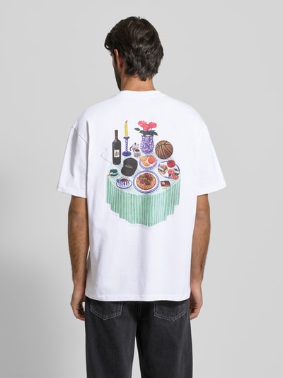 Les Deux T-shirt met labelprint en ronde hals Wit - 5