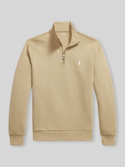 Produktfoto, Relaxed Fit Troyer aus Baumwoll-Mix von Polo Ralph Lauren in Beige, glatte Struktur, Reißverschluss, dezentes Logo auf Brust