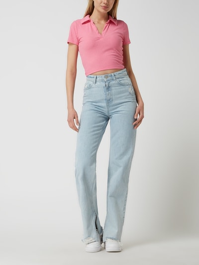 Only Cropped Shirt mit Polokragen Modell 'Emma' Pink 1