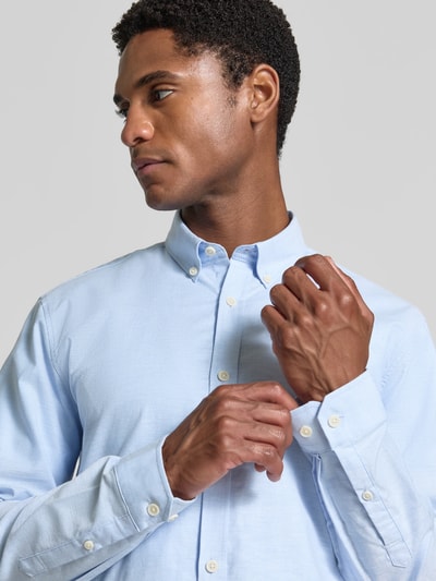 Lindbergh Regular Fit Freizeithemd aus Baumwoll-Mix Modell 'Oxford' Hellblau 3