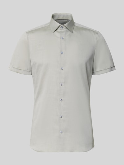 Produktfoto, Slim Fit Business-Hemd mit Kentkragen von OLYMP Level Five, bawełna, krój slim fit, kołnierzyk typu kent, listwa guzikowa, rękawy z zakładką, długość tyłu w rozmiarze 40: 70 cm, szerokość ramion w rozmiarze 40: 40 cm, długość rękawów w rozmiarze 40: 24 cm, jasnoszara, gładka textura