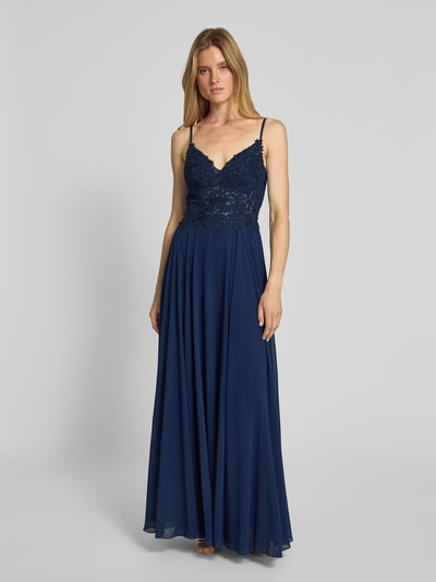 Mascara Abendkleid mit Spitzenbesatz Marine 4