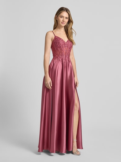 LUXUAR FASHION Corsagenkleid mit Stitchings und Ziersteinbesatz Rostrot 1