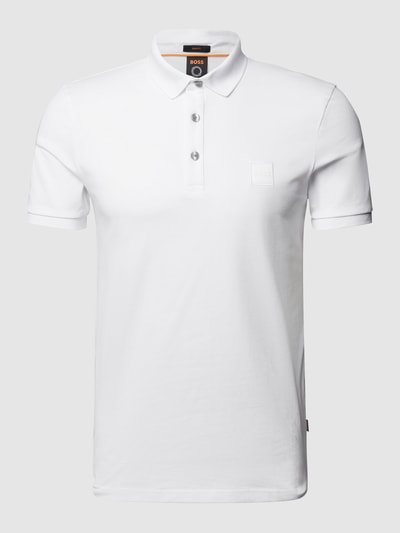 BOSS Orange Slim Fit Poloshirt mit Label-Patch Modell 'Passenger' Weiss 2