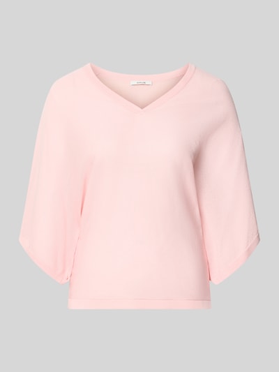 Productfoto, lichtroze regular fit pullover uit viscosemix model 'Pench' van OPUS voor Dames, zachte textuur, eenvoudige vorm.