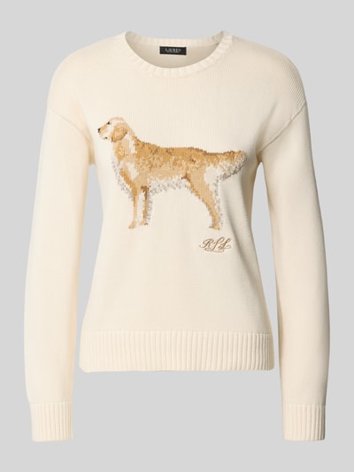Lauren Ralph Lauren Sweter z dzianiny z detalem z logo model ‘RIEDNEE’ Écru 2