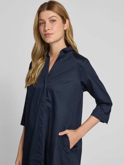 Milano Italy Knielanges Hemdblusenkleid mit Eingrifftaschen Marine 3