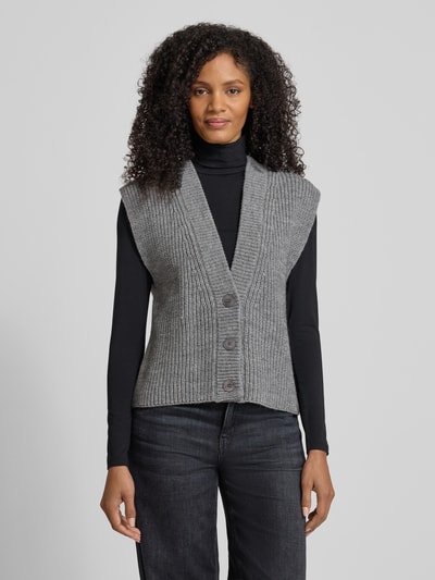 Drykorn Strickweste mit Woll-Anteil Modell 'PIGES' Mittelgrau Melange 4