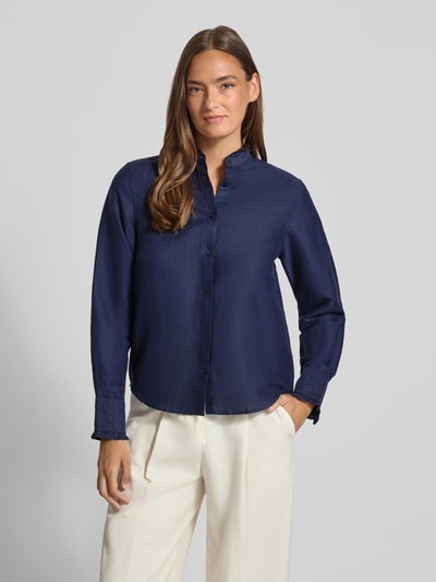 GANT Regular Fit Bluse aus Leinen-Baumwoll-Mix mit Stehkragen Marine 4