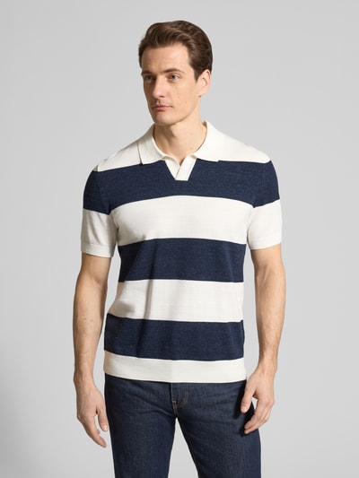 OLYMP Level 5 Polówka krój slim fit z mieszanki bawełny o wyglądzie dzianiny Granatowy 4