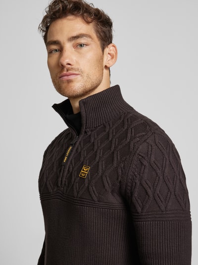 PME Legend Strickpullover mit Troyer-Kragen Black 3