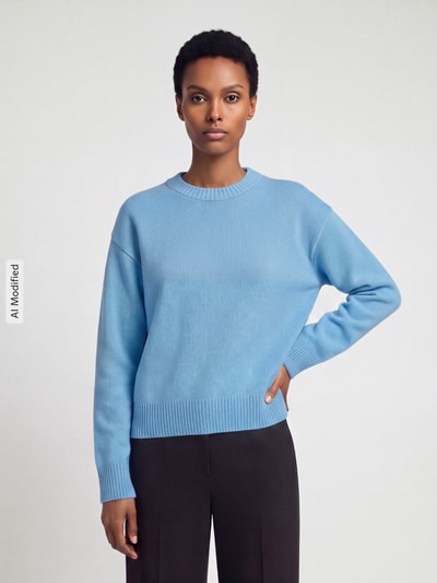 Jake*s Casual Pullover aus reiner Wolle mit Rippabschlüssen Sky 4