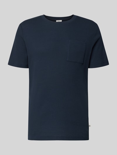 Productfoto, Regular Fit T-Shirt aus Baumwoll-Mix van s.Oliver RED LABEL, donkerblauw, effen, piqué textuur, ronde hals, borstzak, korte mouw