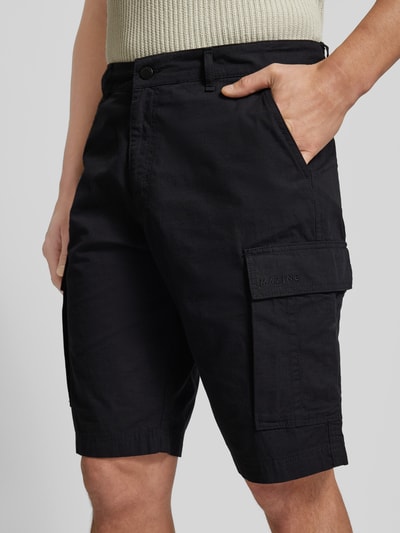 Mazine Regular Fit Cargoshorts mit Label-Stitching Modell 'Melfort' Black 3