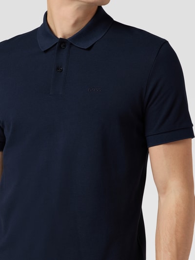 BOSS Poloshirt met labelstitching, model 'Pallas' Donkerblauw - 3