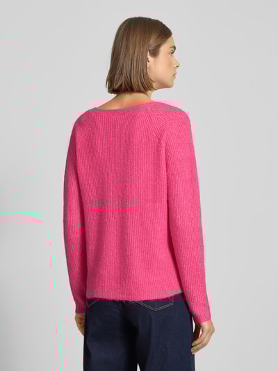 Pieces Regular Fit Strickpullover mit Rippstruktur Modell 'ELLEN' Pink 5