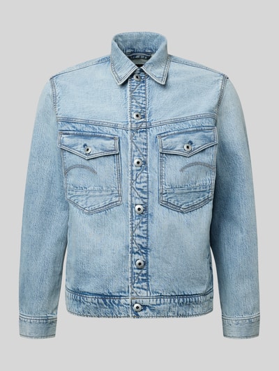 Produktfoto, Jeansjacke mit Knopfleiste und Brusttaschen Modell 'Dakota' von G-Star Raw in hellblauer Baumwolle, Regular Fit, sichtbare Struktur