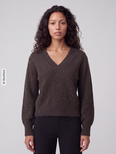 VERO MODA Regular Fit Pullover mit Woll-Anteil Modell 'BOOM' Schoko 4