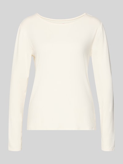 Produktfoto, Relaxed Fit Longsleeve aus Viskose-Mix mit U-Boot-Ausschnitt von Fynch-Hatton in Creme, Damen, elastischer Viskose-Mix, langärmelig, Rückenlänge 59 cm bei Größe S
