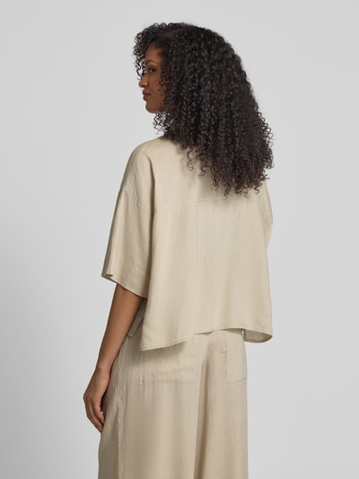 Drykorn Relaxed Fit Leinenbluse mit überschnittenen Schultern Sand 5