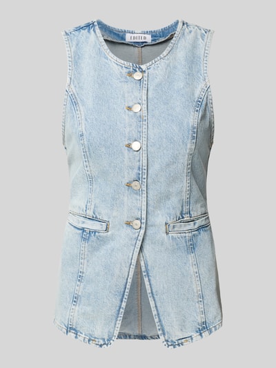 EDITED Jeansgilet met strookzakken, model 'Lyla' Jeansblauw - 2