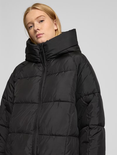 Only Oversized lange gewatteerde jas met opstaande kraag, model 'ASTA' Zwart - 3