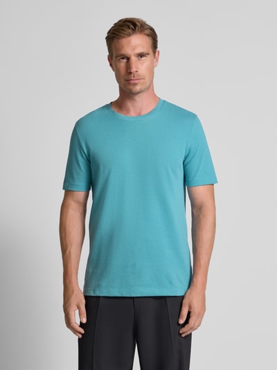 BOSS Regular fit T-shirt van katoenmix, model 'TIBURT' Aquablauw - 4
