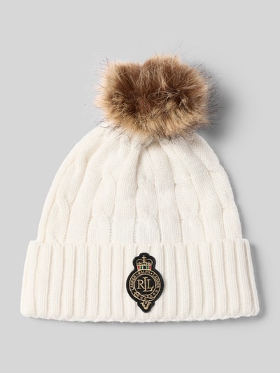 Lauren Ralph Lauren Czapka z dzianiny z pomponem Złamany biały 1
