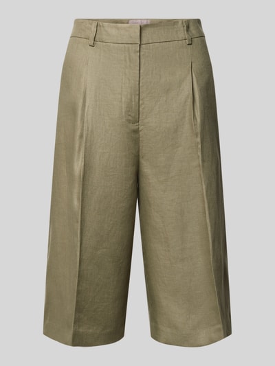 Produktfoto, Straight Fit Bermuda mit Bundfalten von Christian Berg Woman Selection in Grün, mit Gürtelschlaufen, Bügelfalten, Haken- und Reißverschluss, Absatzhöhe bei Größe 36: 3 cm, Textur leicht strukturiert