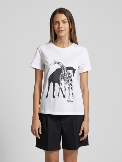 Max Mara Studio T-Shirt mit Motiv-Print Offwhite 4