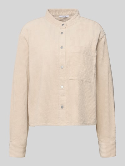 OPUS Bluzka koszulowa o kroju relaxed fit z kieszenią na piersi model ‘Falve’ Beżowy 2