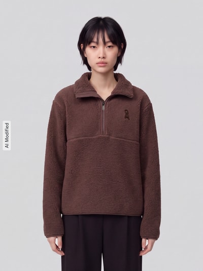 ARMEDANGELS Bluza o kroju oversized z czystej bawełny model 'HAARLEENAA' Ciemnobrązowy 4