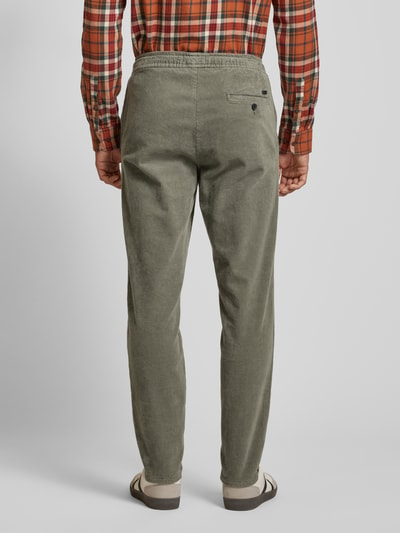 Only & Sons Tapered fit corduroy broek met elastische band, model 'LINUS' Rietgroen - 5