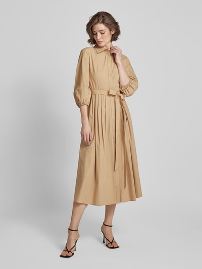 Weekend Max Mara Hemdblusenkleid mit Bindegürtel Modell 'FAENZA' Sand 1