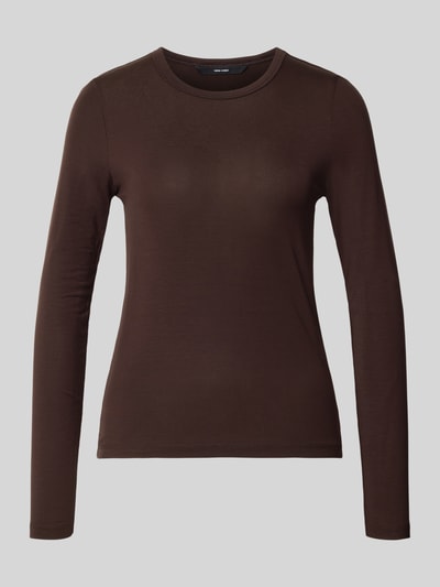 Produktfoto, dunkelbraune, glatte bluzka z długim rękawem Slim Fit Langarmshirt aus Lyocell-Mix Modell 'ADA' von VERO MODA, Damen Langarmshirt