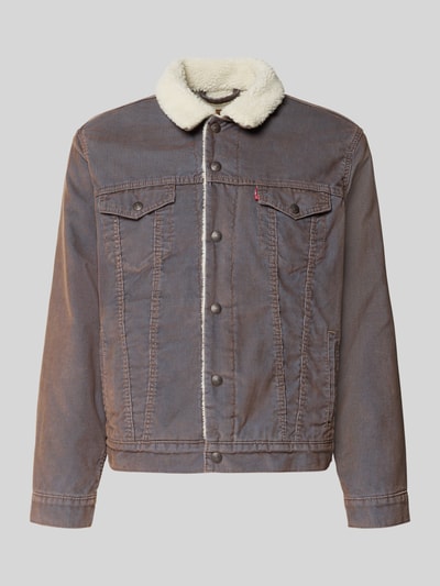 Produktfoto, Relaxed Fit Jeansjacke aus Baumwoll-Mix von Levi's®, Herren Jeansjacke, braun mit weißem Teddyfutter, sichtbare Struktur