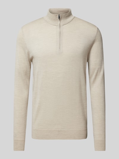 Profuomo Wollen pullover met schipperskraag Beige - 2