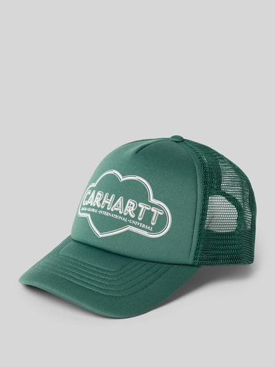 Produktfoto, grüne Trucker Cap mit Mesh, Logo-Print und Snapback von Carhartt Work In Progress, Modell 'Cloud Heart', Herren Accessoire