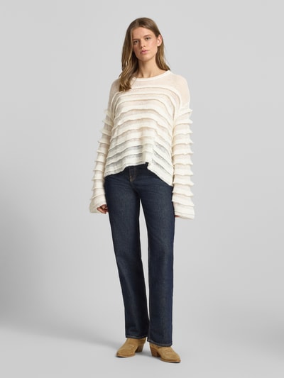 Gina Tricot Strickpullover im Stufen-Look mit Rundhalsausschnitt Weiss 1