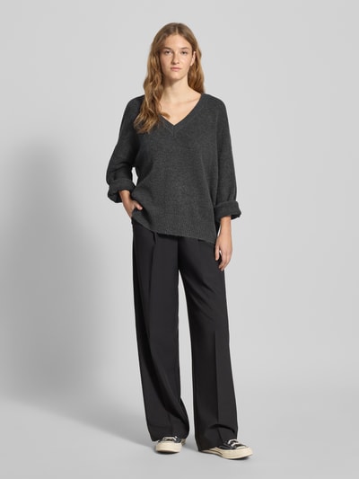 Only Regular fit gebreide pullover met wol, model 'MARI' Antraciet gemêleerd - 1