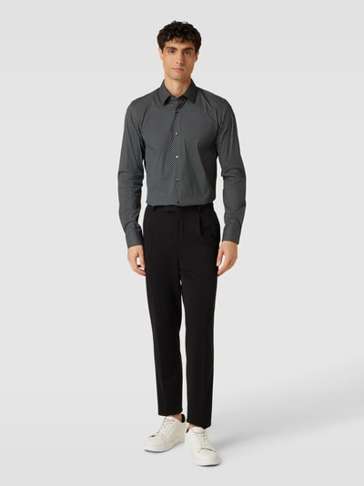 JOOP! Slim Fit Business-Hemd mit Allover-Muster Black 1