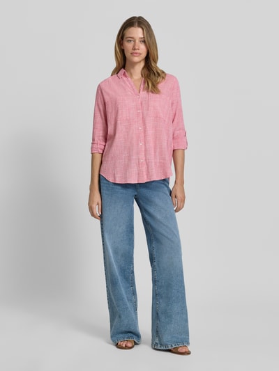 Tom Tailor Regular Fit Hemdbluse aus reiner Baumwolle Pink 1
