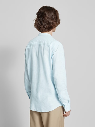 Only & Sons Slim Fit Leinenhemd aus Leinen-Mix mit Kaschmir-Anteil Modell 'CAIDEN' Hellblau 5