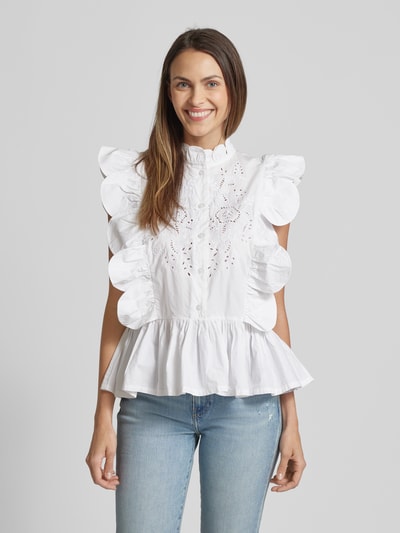 Stella Nova Blouse met volants, model 'Hendel My' Wit - 4